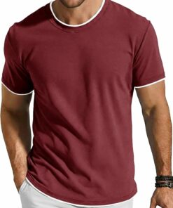 Burgundy Crew Neck Men's Tee MA54