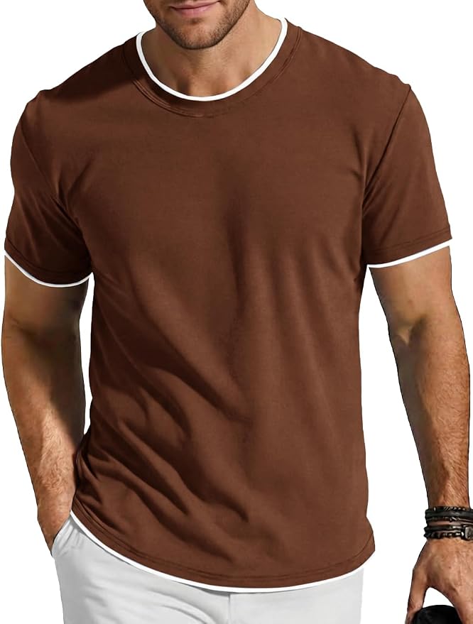 Dark Brown Crew Neck Men's Tee MA53