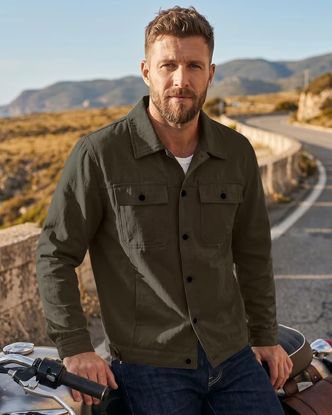 Army Green Lightweight Cotton Jacket MA134 - Image 2