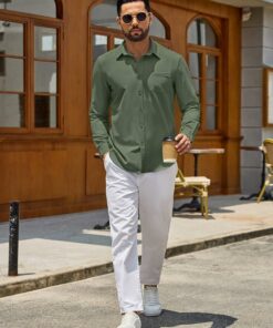 Alternative view of Army Green Regular Denim Shirt MA117