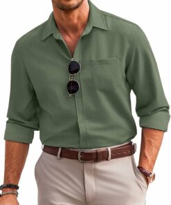 Army Green Regular Denim Shirt MA117