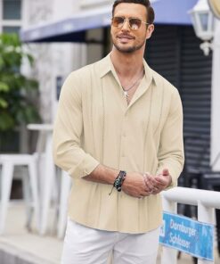 Alternative view of Beige Button Down Shirts MA112
