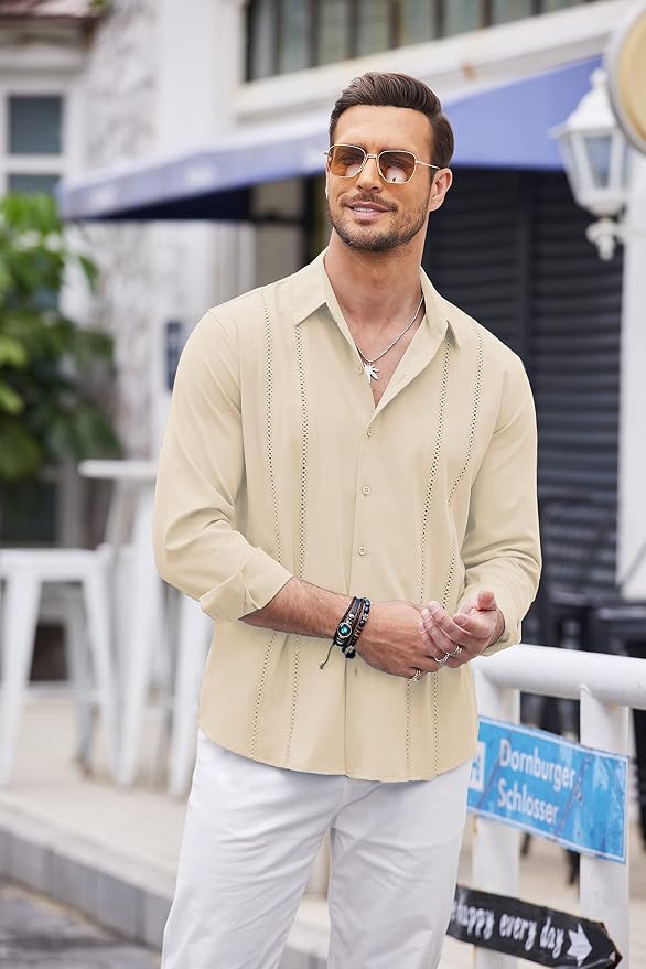 Beige Button Down Shirts MA112 - Image 2