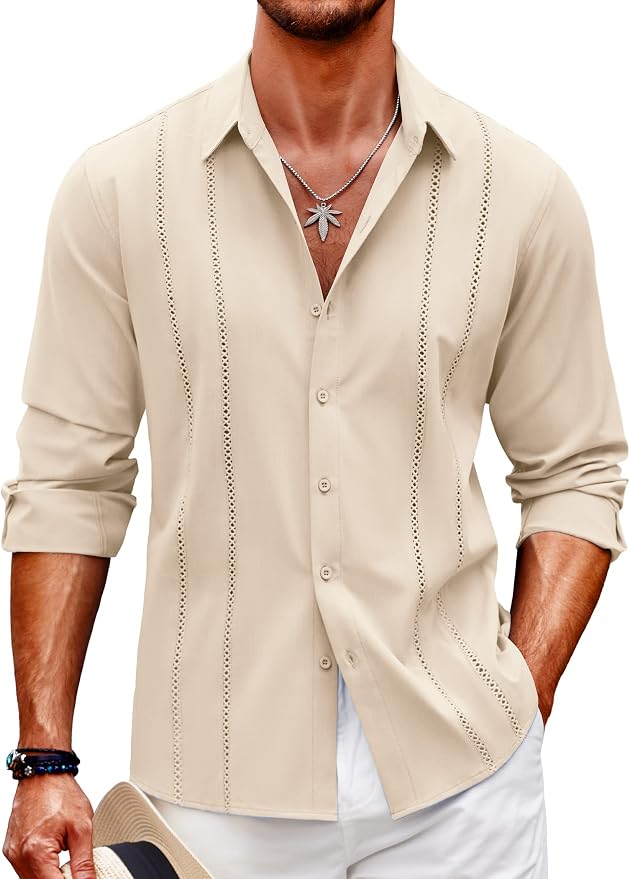 Beige Button Down Shirts MA112