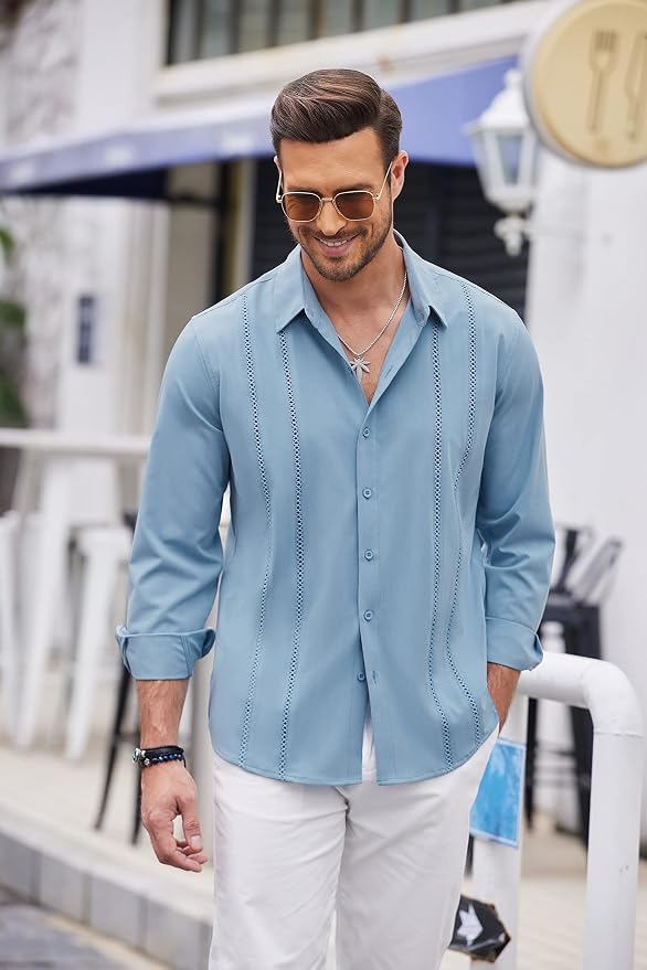 Blue Button Down Shirts MA114 - Image 2