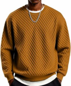 Brown Long Sleeve Casual Pullovers Sweaters MA149
