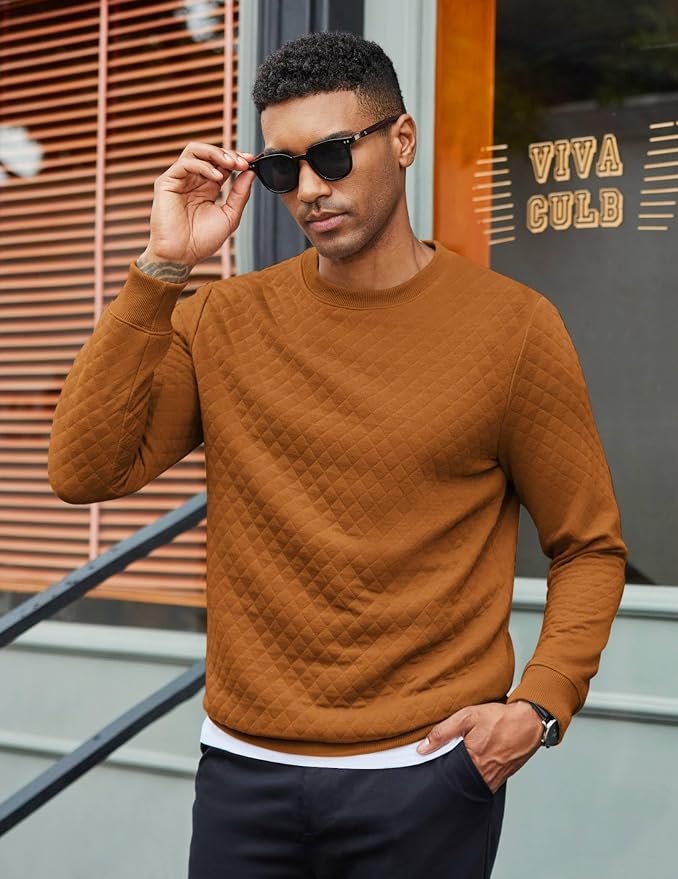 Brown Long Sleeve Casual Pullovers Sweaters MA149 - Image 2