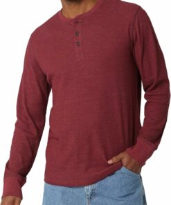 Cabernet Long Sleeve Waffle Henley Tee MA88