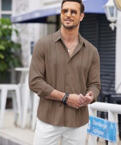 Alternative view of Casual Brown Long Sleeve Shirts MA110