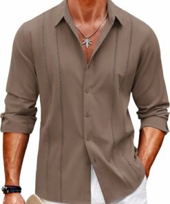 Casual Brown Long Sleeve Shirts MA110