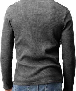 Alternative view of Casual Slim Fit Waffle Henley Shirts MA74