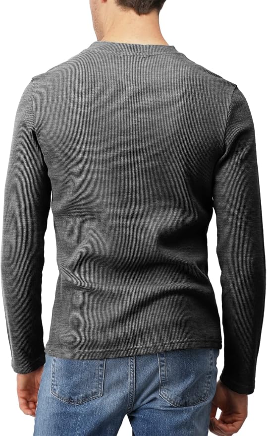 Casual Slim Fit Waffle Henley Shirts MA74 - Image 2