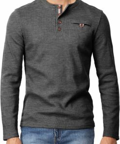 Casual Slim Fit Waffle Henley Shirts MA74