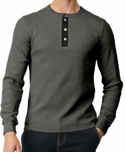 Charcoal Slim Fit Henley Shirt MA75
