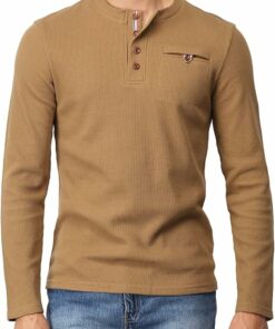 Gold Slim Fit Henley Shirt MA76