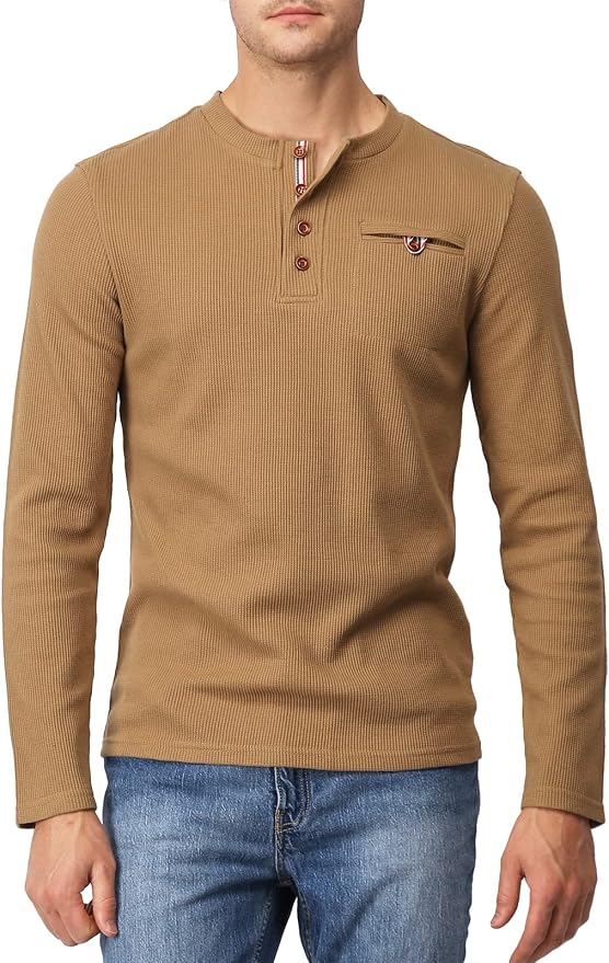 Gold Slim Fit Henley Shirt MA76