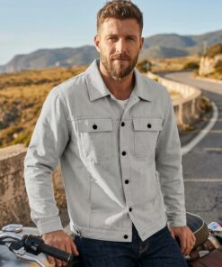 Alternative view of Grey Lightweight Cotton Jacket MA137