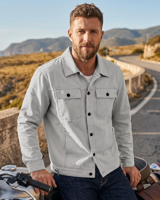 Grey Lightweight Cotton Jacket MA137 - Image 2