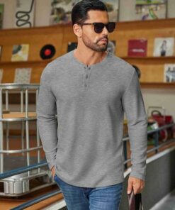 Alternative view of Lightweight Waffle Henley Shirts MA72
