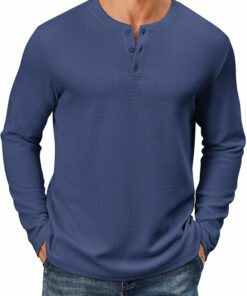 Men's Waffle Henley Shirts MA73