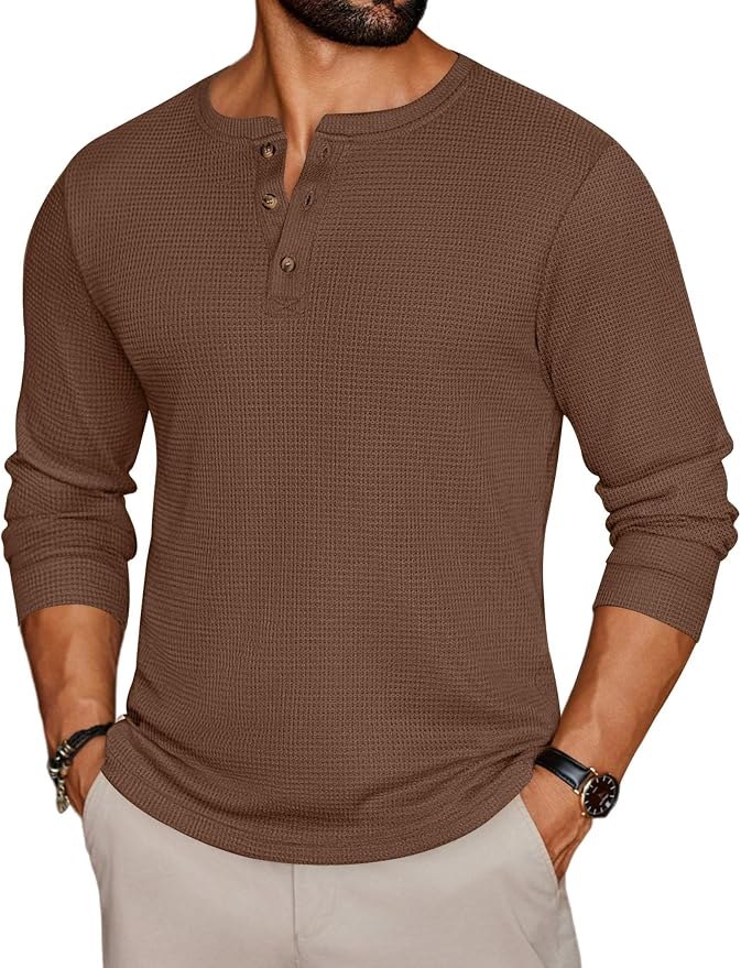 Men's Waffle Knit Long Sleeve Tee MA66