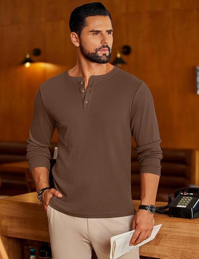 Men's Waffle Knit Long Sleeve Tee MA66 - Image 2