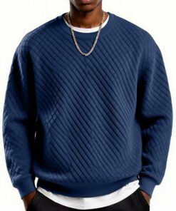 Navy Long Sleeve Casual Pullovers Sweaters MA150