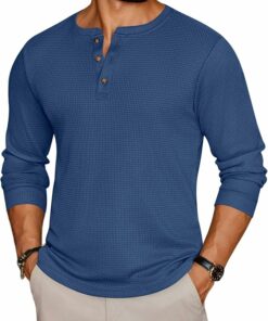 Navy Waffle Knit Long Sleeve Tee MA62