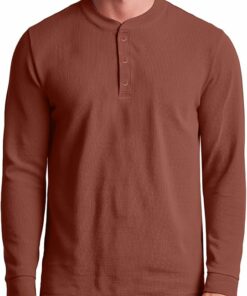 Rust Lightweight Henley Shirt MA80
